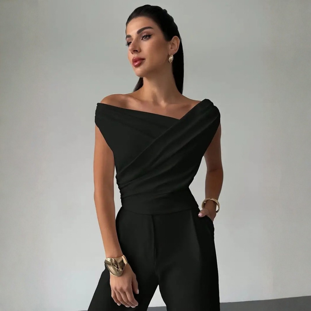 Polished Draped Shoulder Top