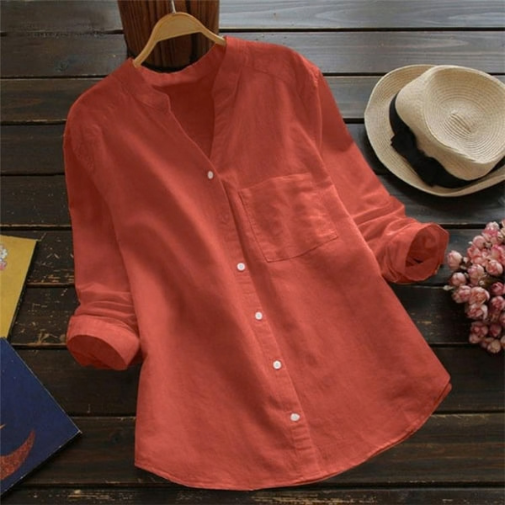 Relaxed Cotton Blouse Button Front