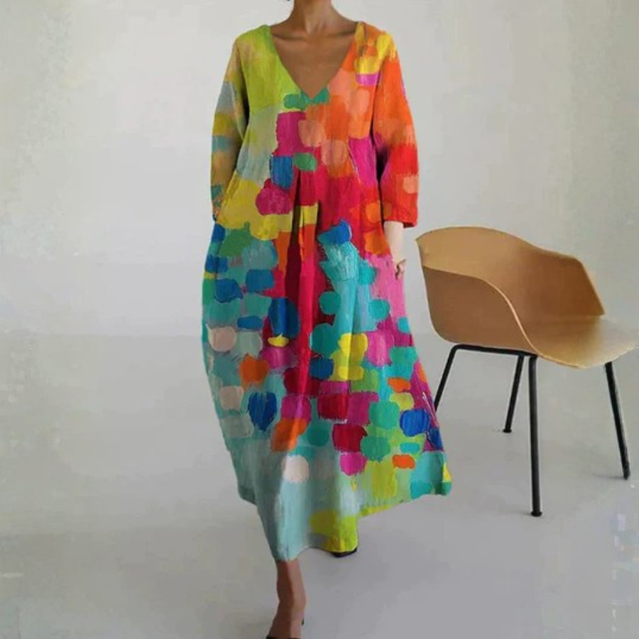 Vibrant Linen Midi Dress