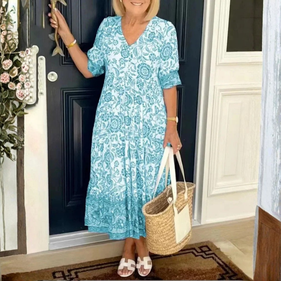 Floral Maxi Dress V Neck