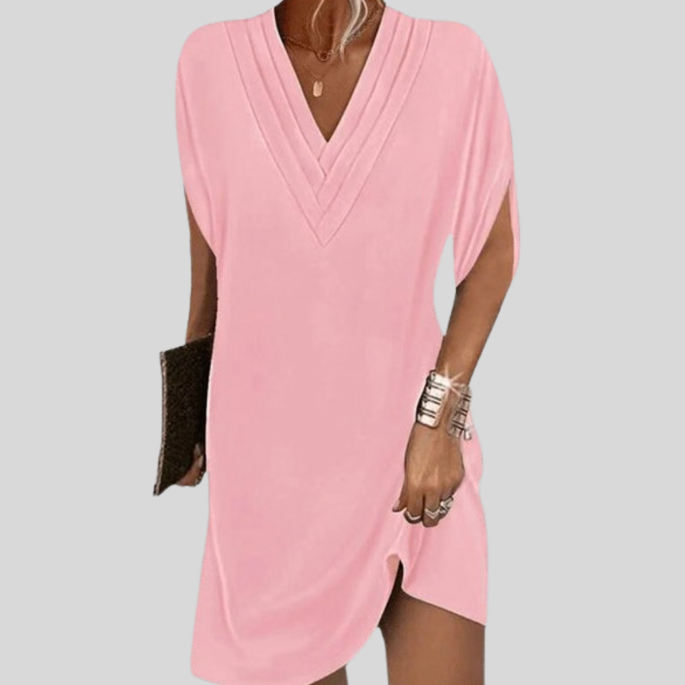 Effortless V Neck Shift Dress