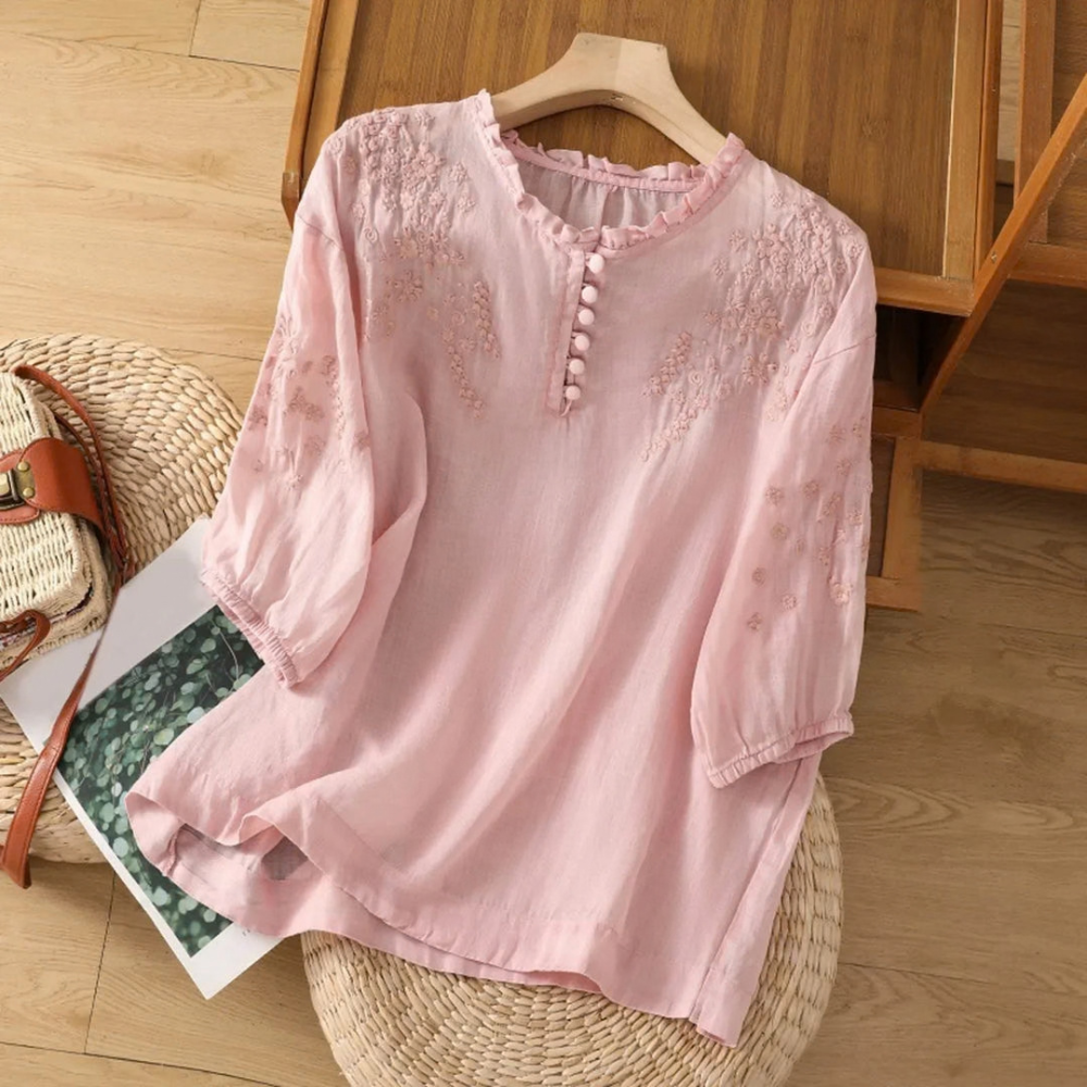 Floral Embroidered Casual Blouse