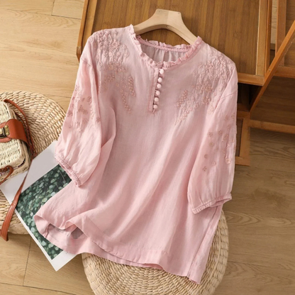 Floral Embroidered Casual Blouse