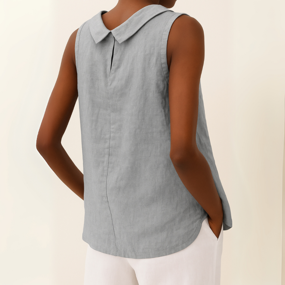 Lightweight Sleeveless Top Rolled Collar