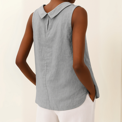 Lightweight Sleeveless Top Rolled Collar