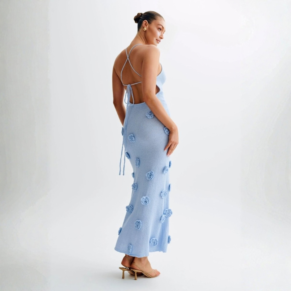 Shimmering Knit Halter Maxi Dress