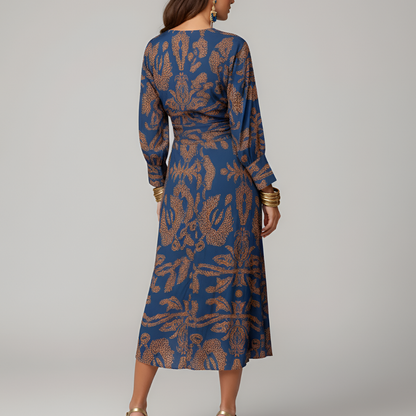Graceful V Neck Midi Dress