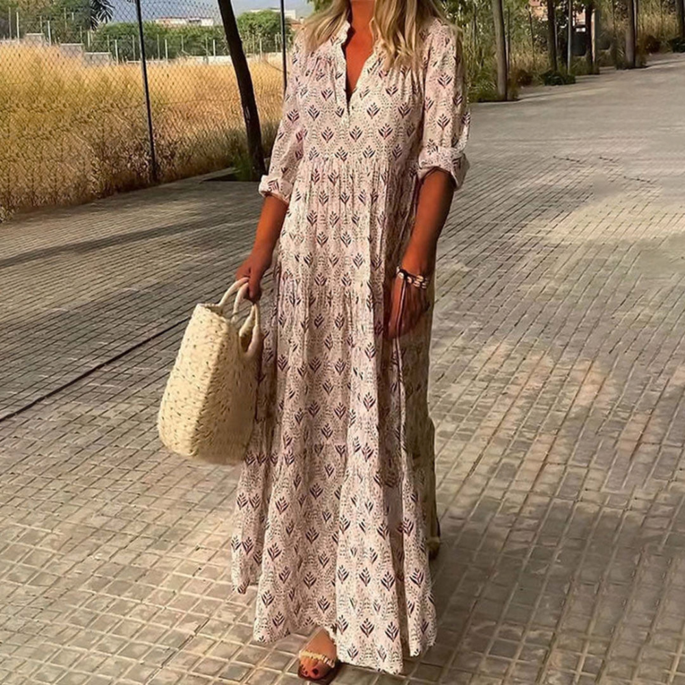 Boho Maxi Dress V Neck