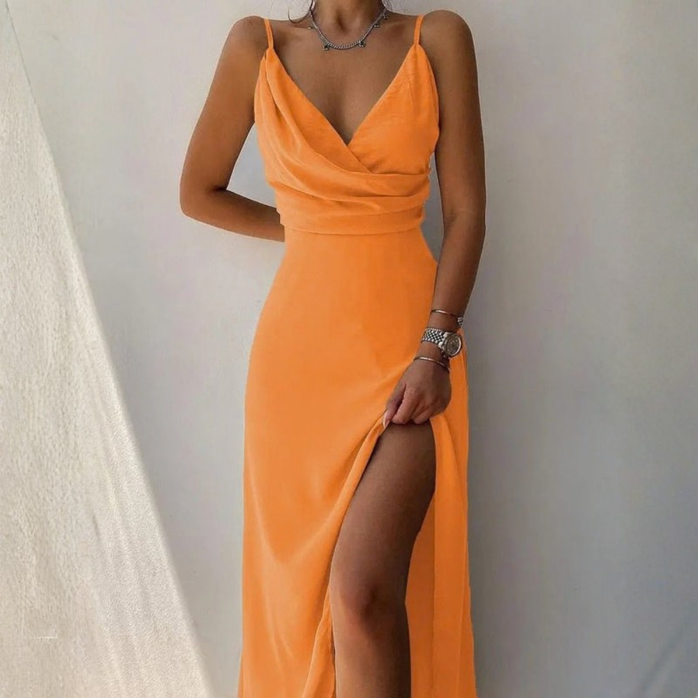 Floral V Neck Midi Dress