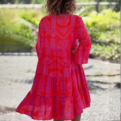 Boho Linen Midi Dress