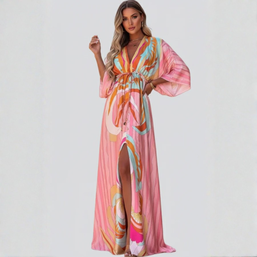 Abstract Print Maxi Dress
