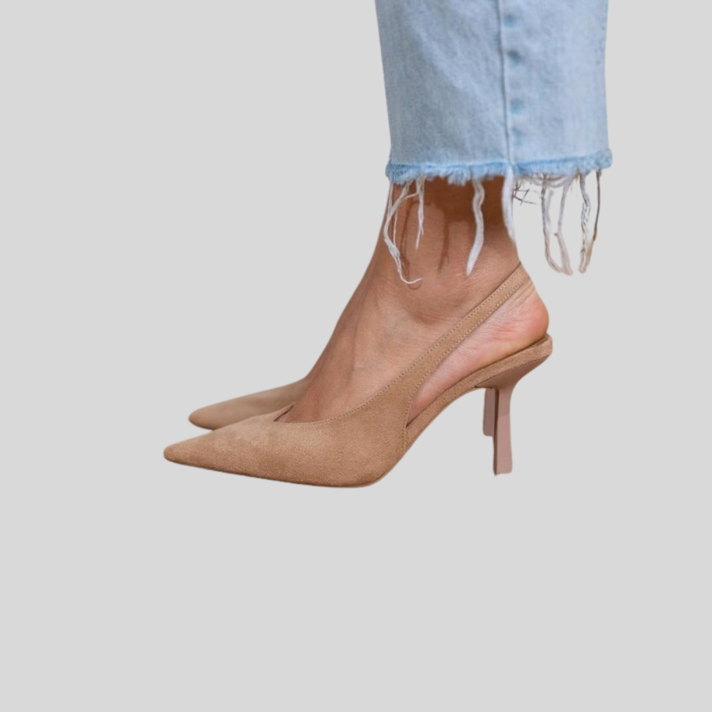 Comfortable Leather Heels Pointed Toe