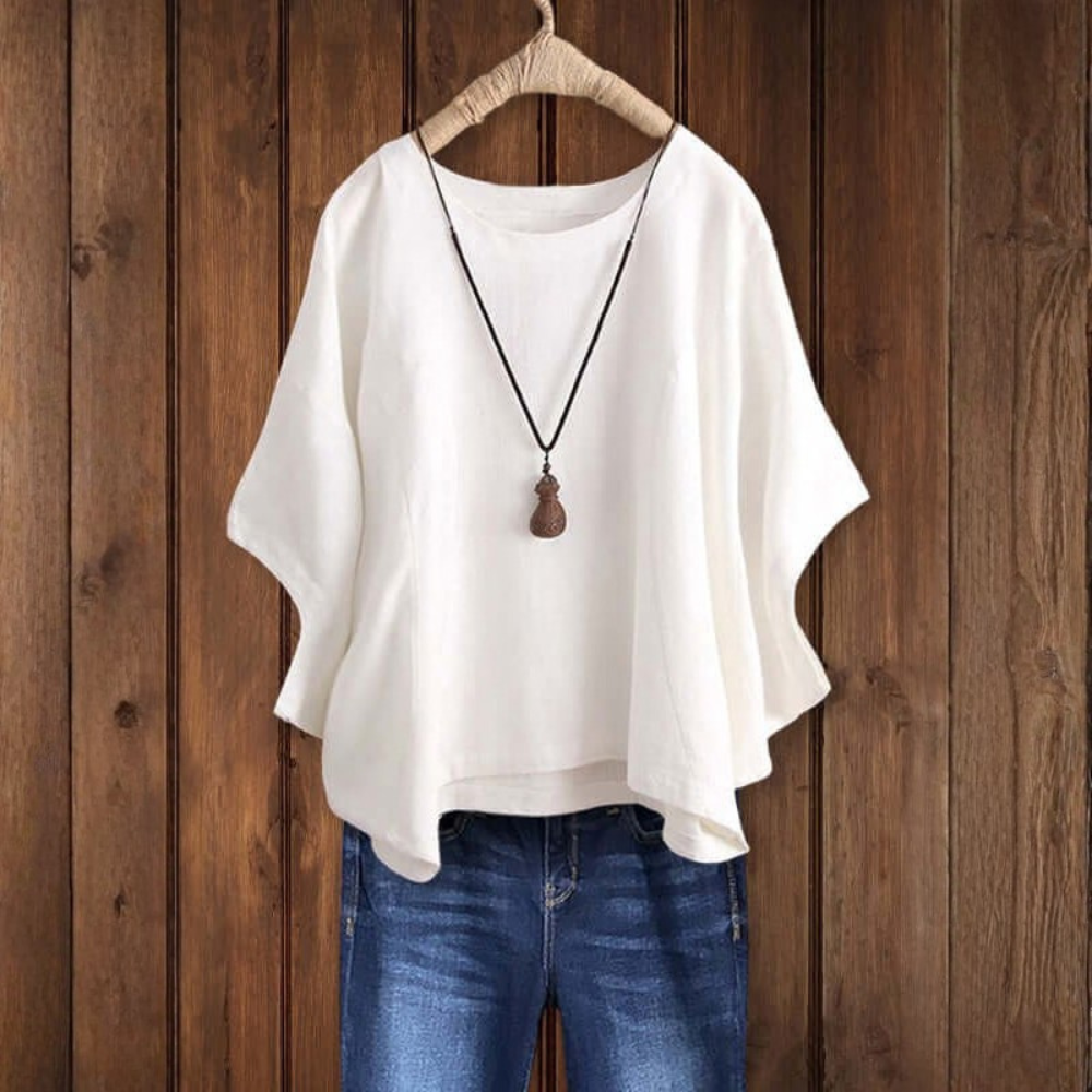 Airy Linen Dolman Sleeve Tunic