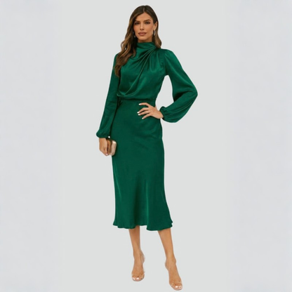 Graceful Midi Dress Long Sleeve