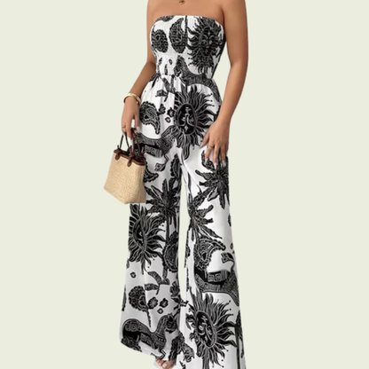 Floral Strapless Wide Leg Jumpsuit