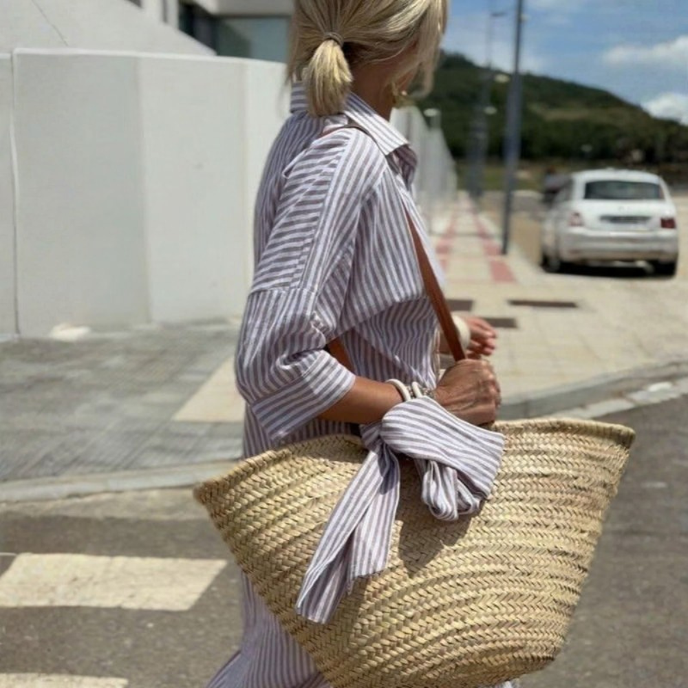 Effortless Striped Shirt Dress