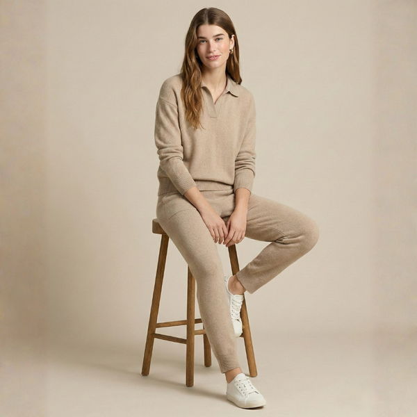 Cozy Knit Set Polo Collar