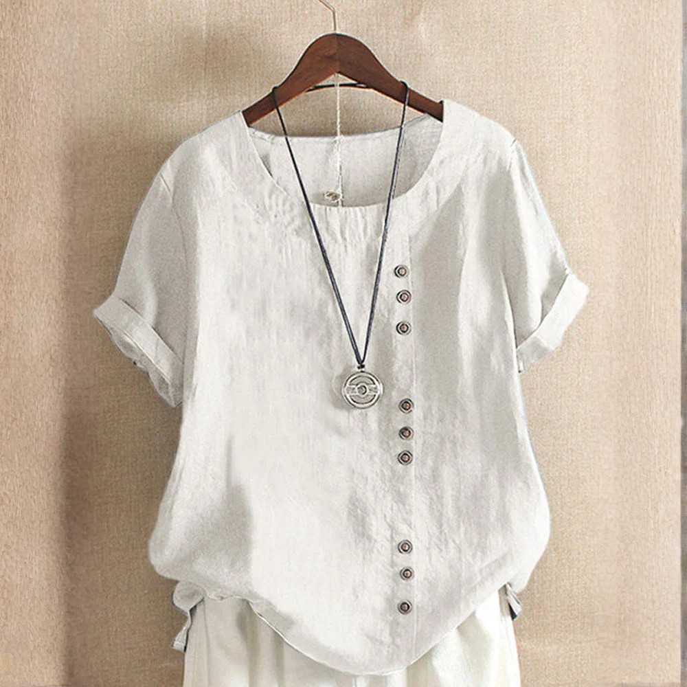 Effortless Cotton Blouse Round Neck