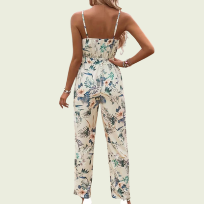 Backless Floral Strapless Jumpsuit
