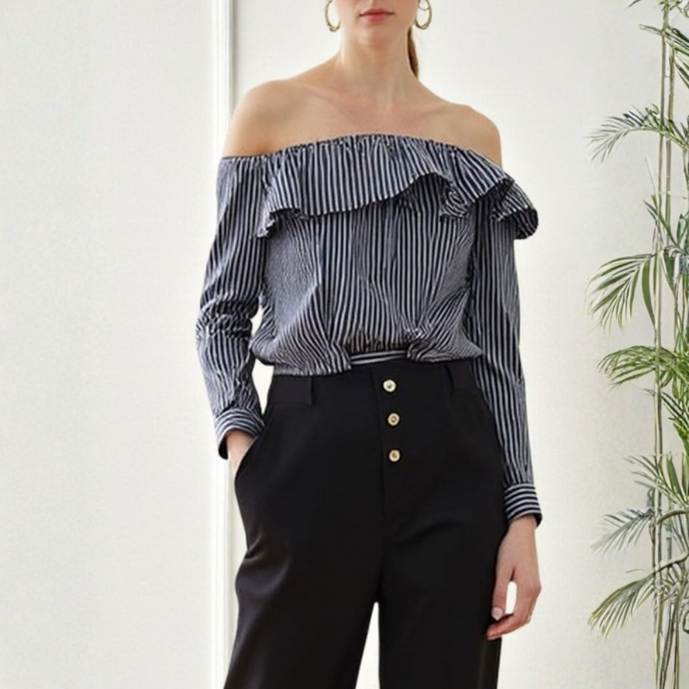 Retro Stripe Set Off Shoulder