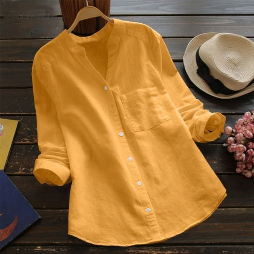 Relaxed Cotton Blouse Button Front