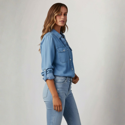 Structured Denim Shirt Button Front