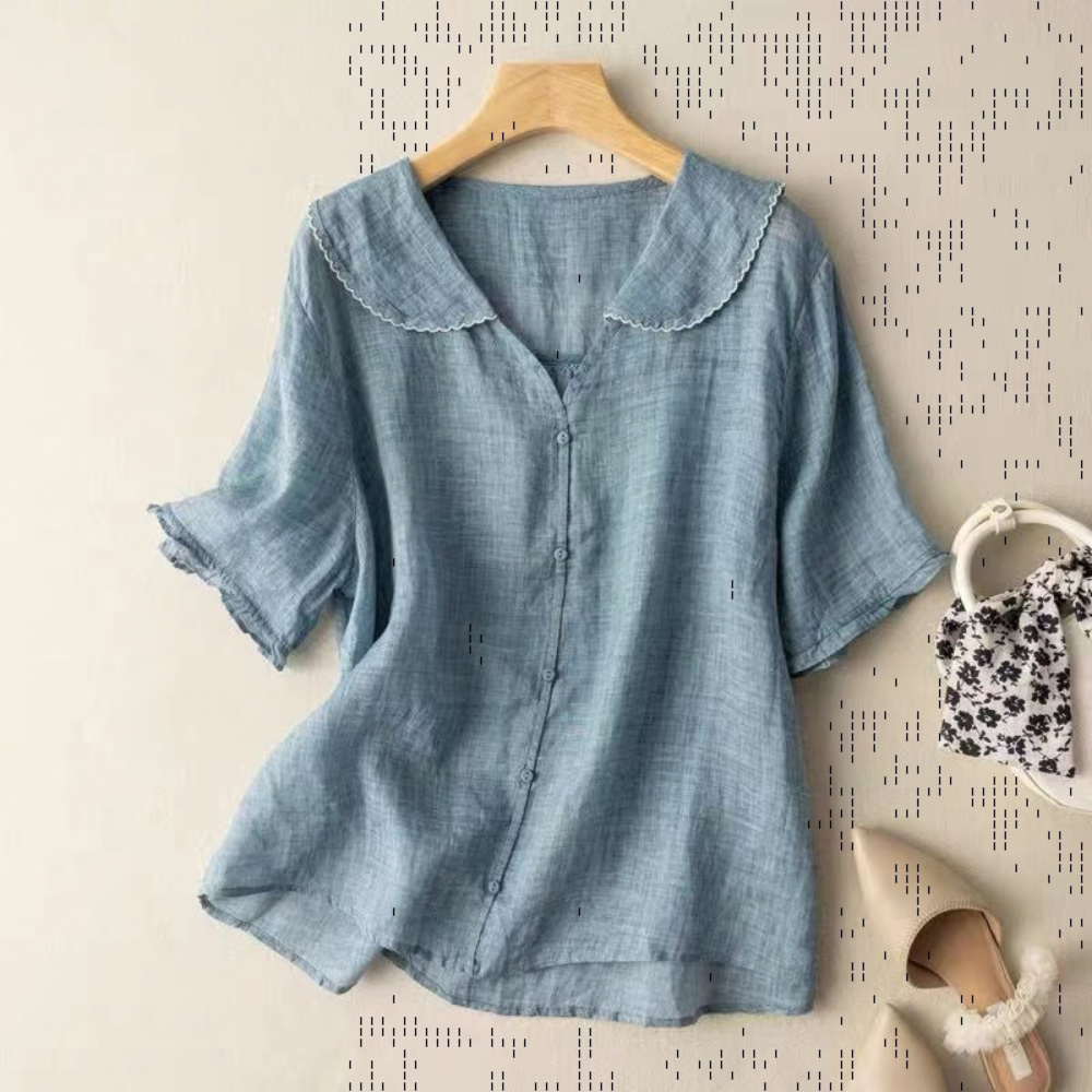 Vintage Blouse Scalloped Collar