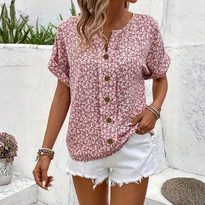 Chic Floral Buttoned Blouse
