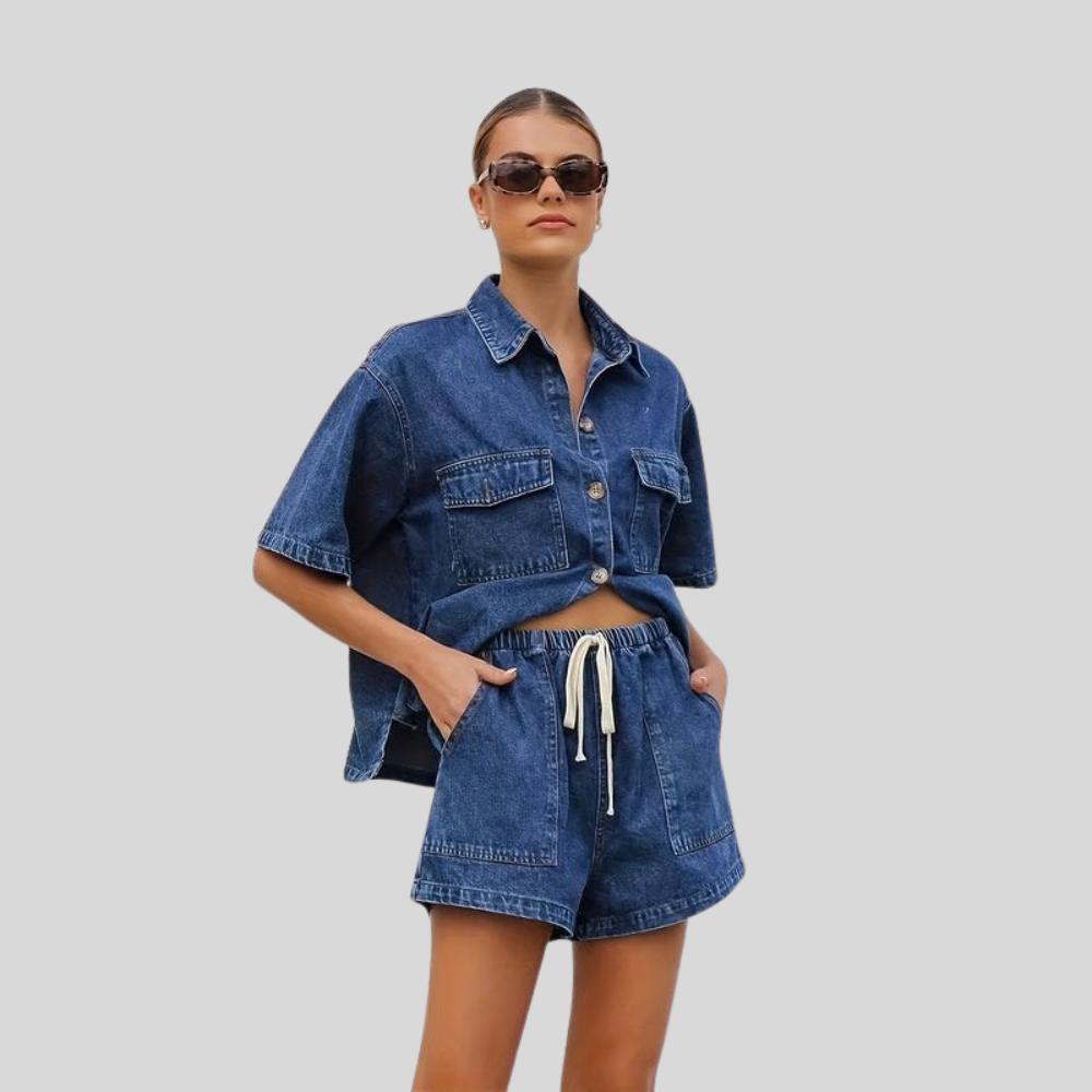 Vintage Denim Two Piece Set