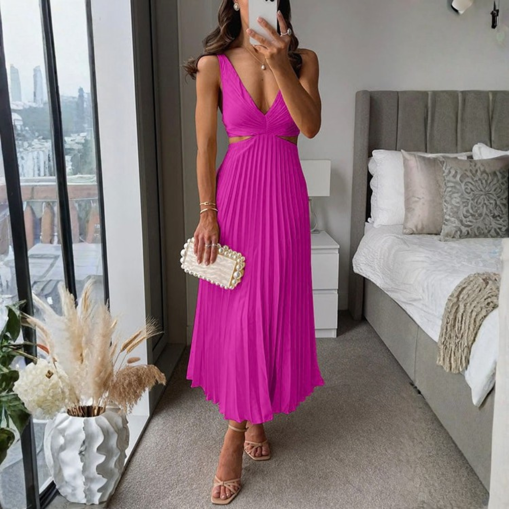 Graceful Midi Dress Twist Front