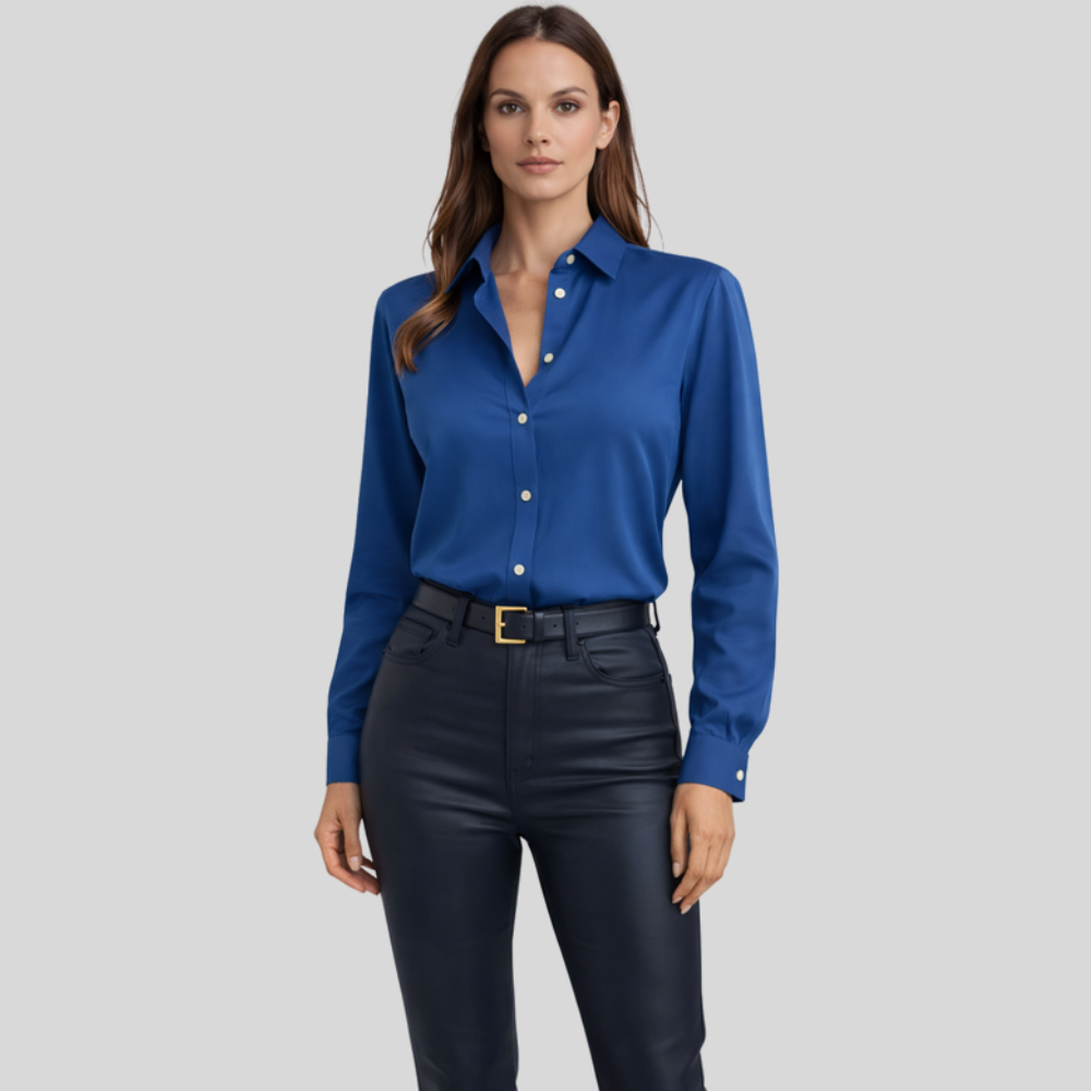 Relaxed Silk Blouse V Neck