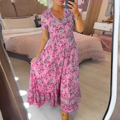 Floral Maxi Dress Button Front