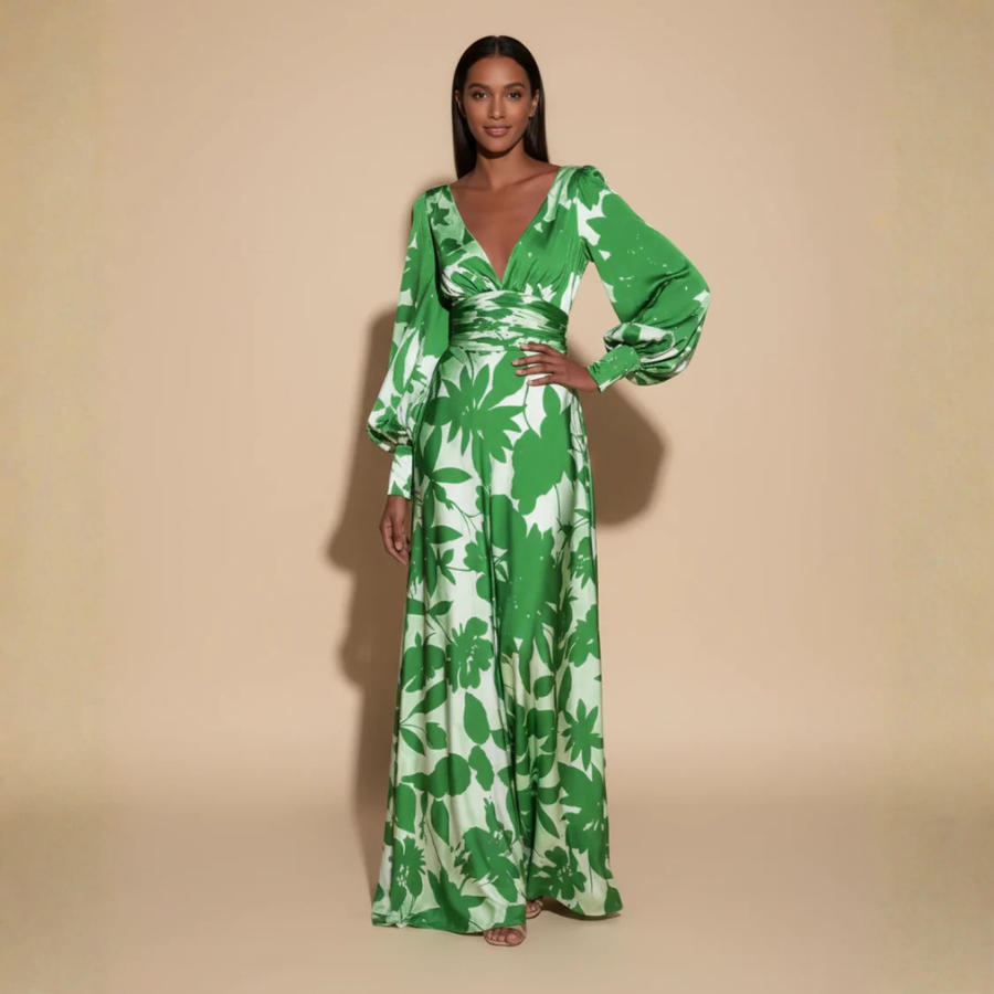 Floral V Neck Maxi Dress