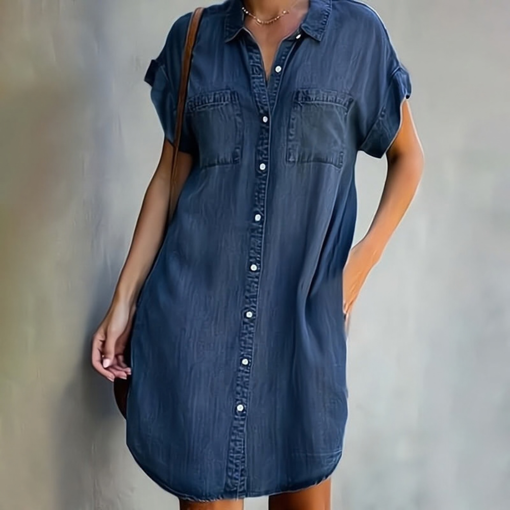 Casual Denim Dress Button Front