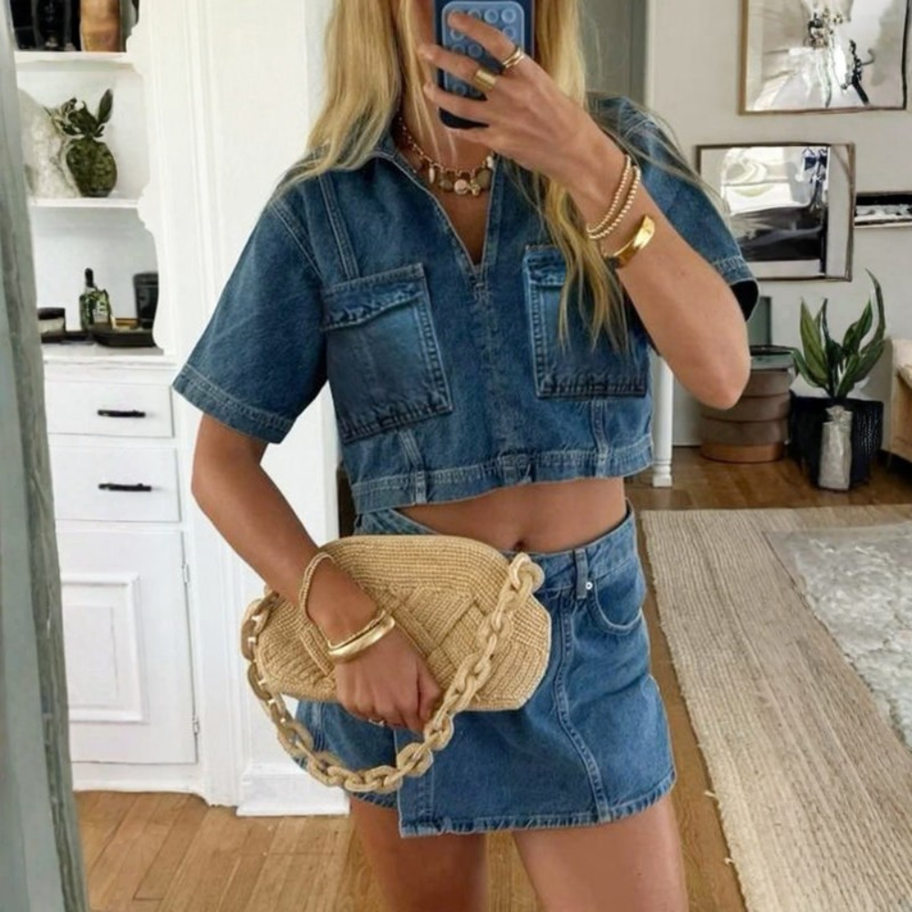 Bold Lapel Top Shorts Set