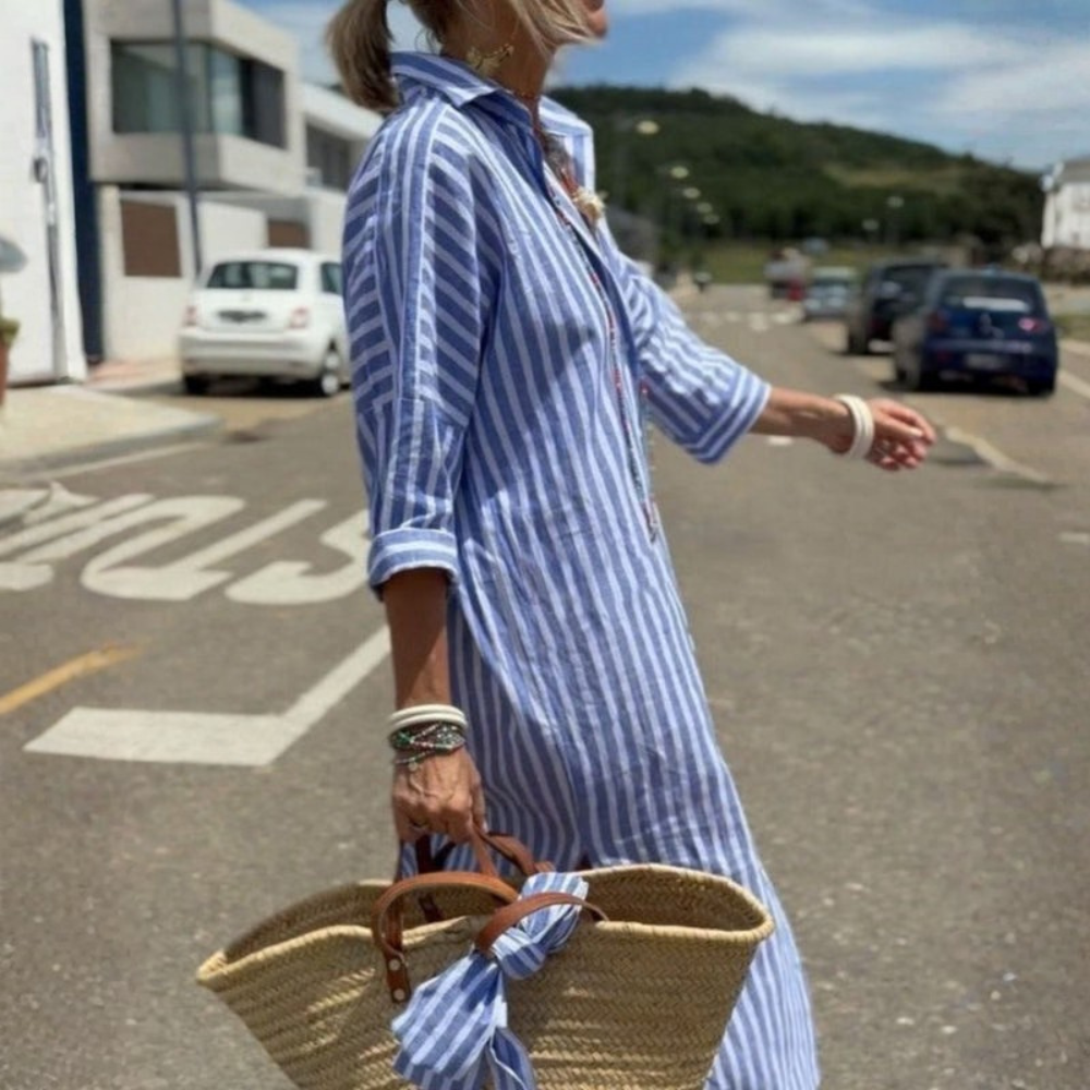 Effortless Striped Shirt Dress