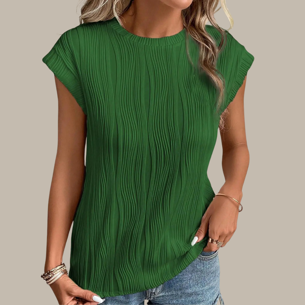 Breathable Pleated Crewneck Shirt