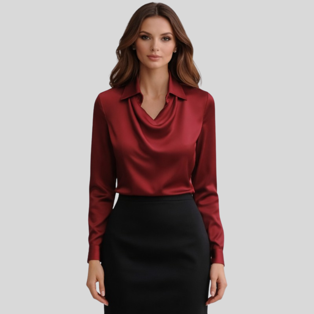 Silky Draped Neck Blouse