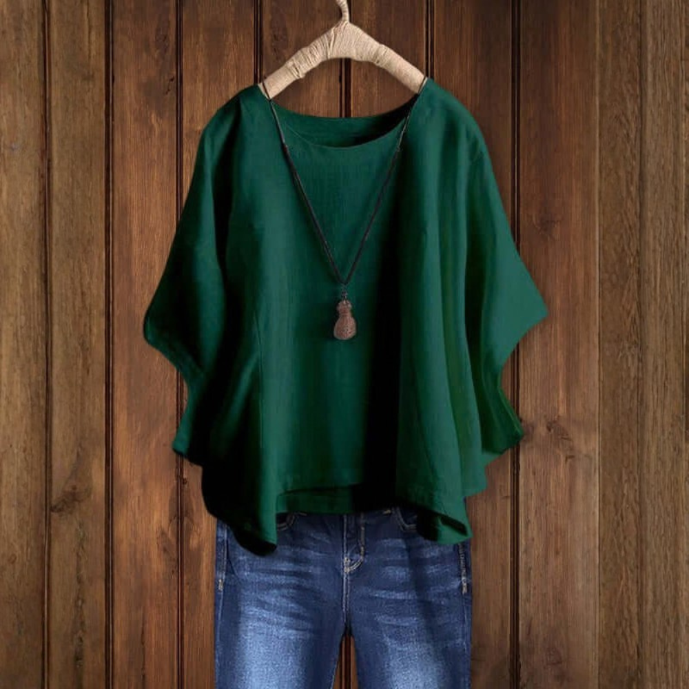Airy Linen Dolman Sleeve Tunic