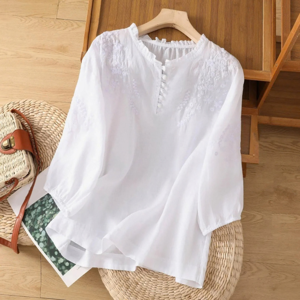 Floral Embroidered Casual Blouse
