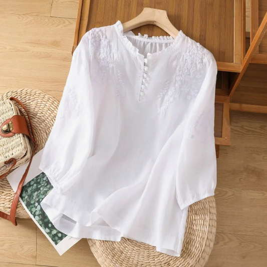 Floral Embroidered Casual Blouse