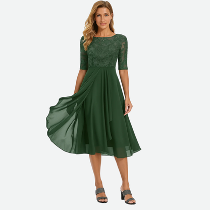 Delicate Lace Midi Dress Flared