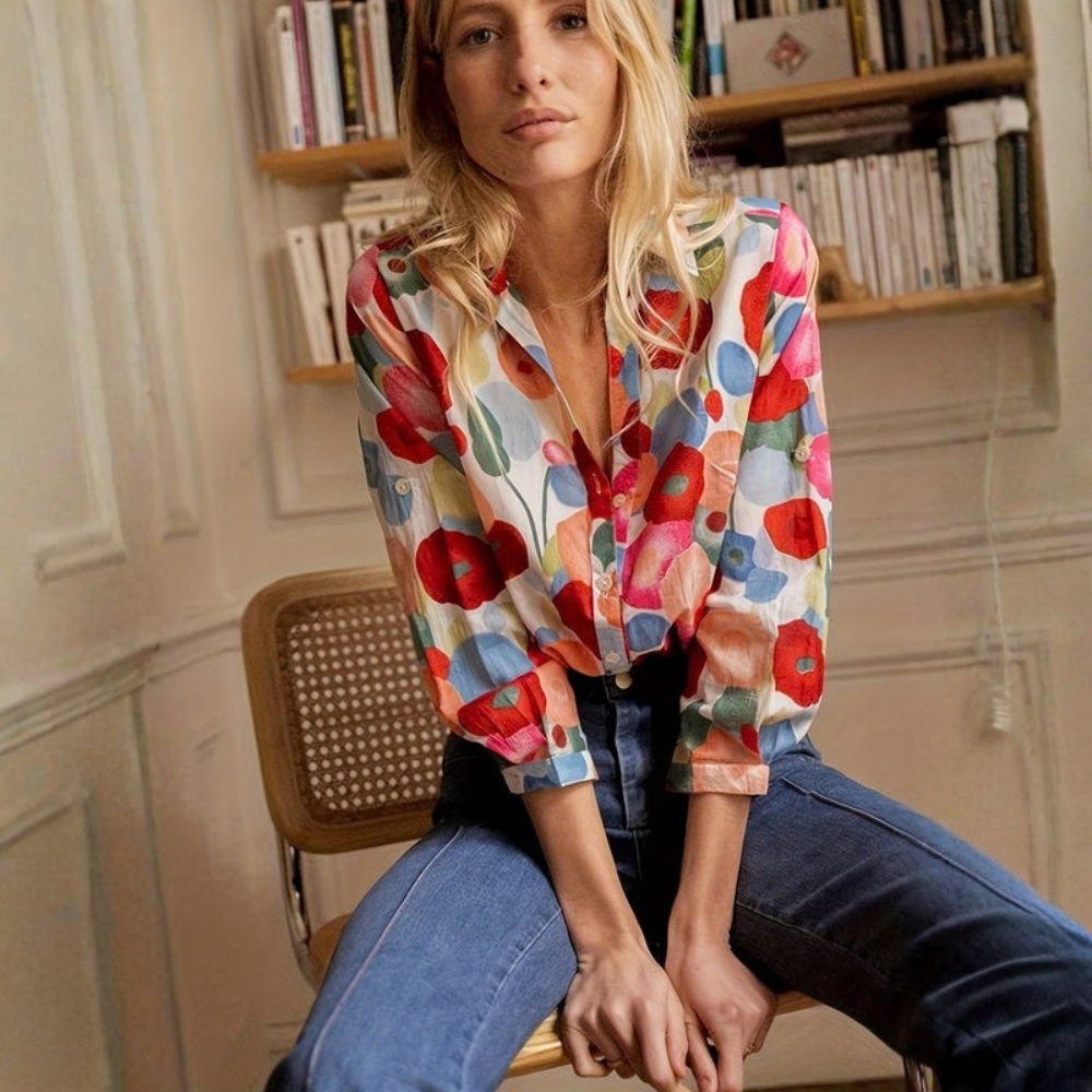 Floral Blouse Button Front