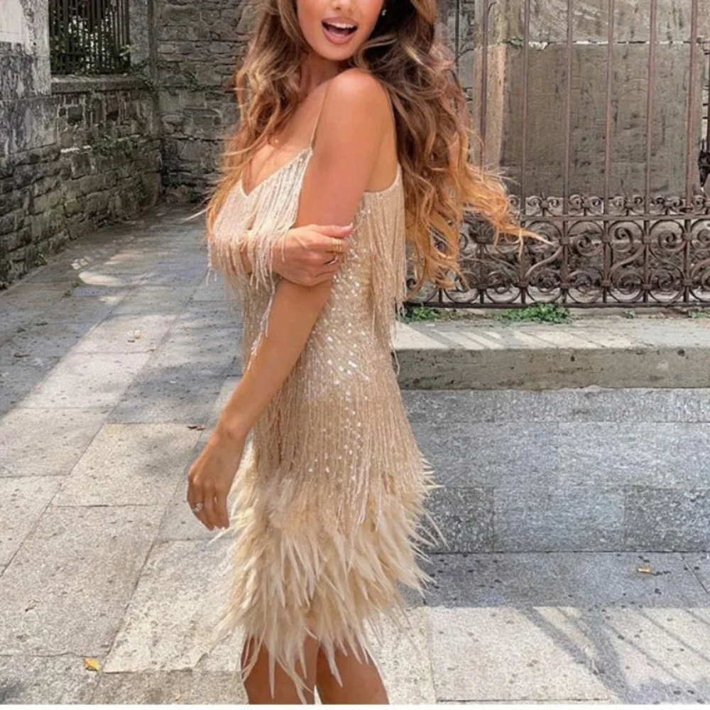 Glamorous Feather Mini Dress