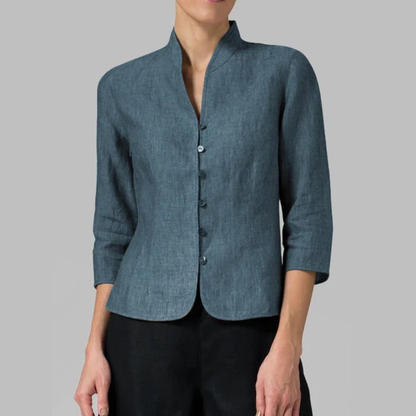 Sleek Blouse Stand Collar