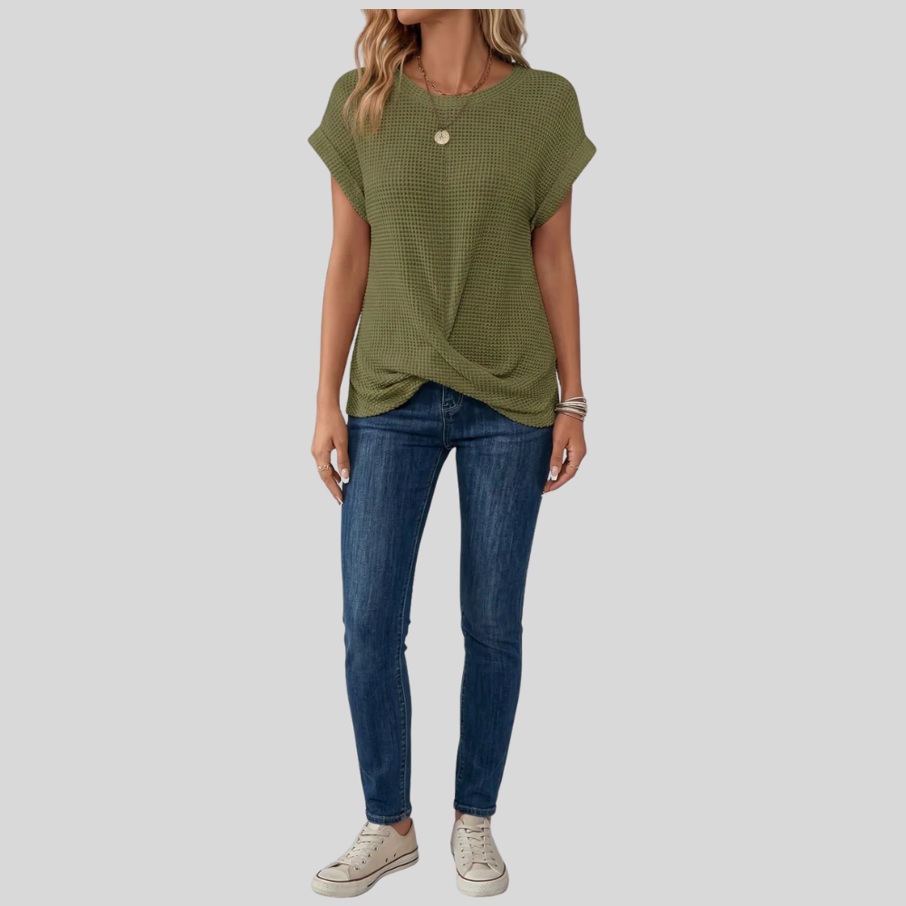 Airy Cotton Crew Neck Top
