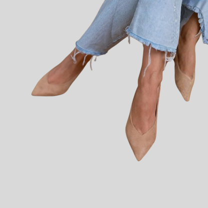 Comfortable Leather Heels Pointed Toe