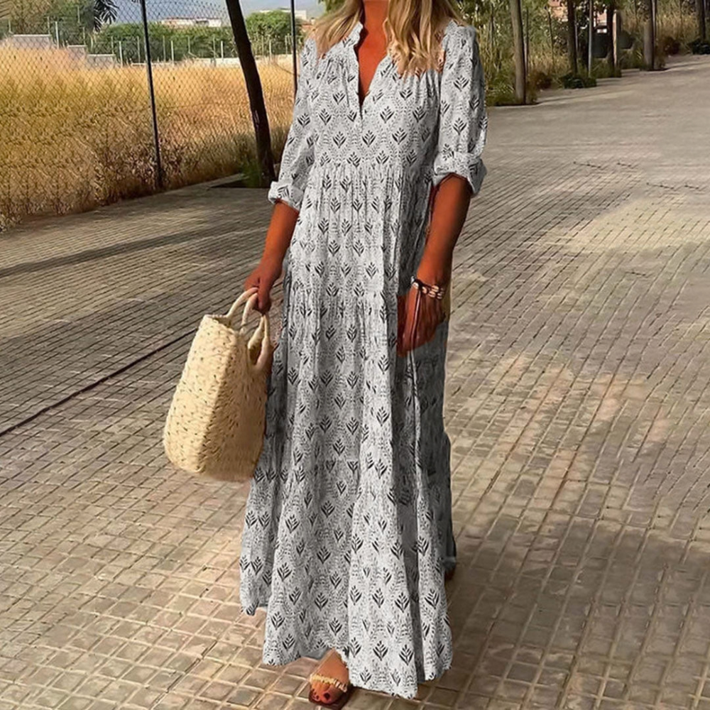 Boho Maxi Dress V Neck