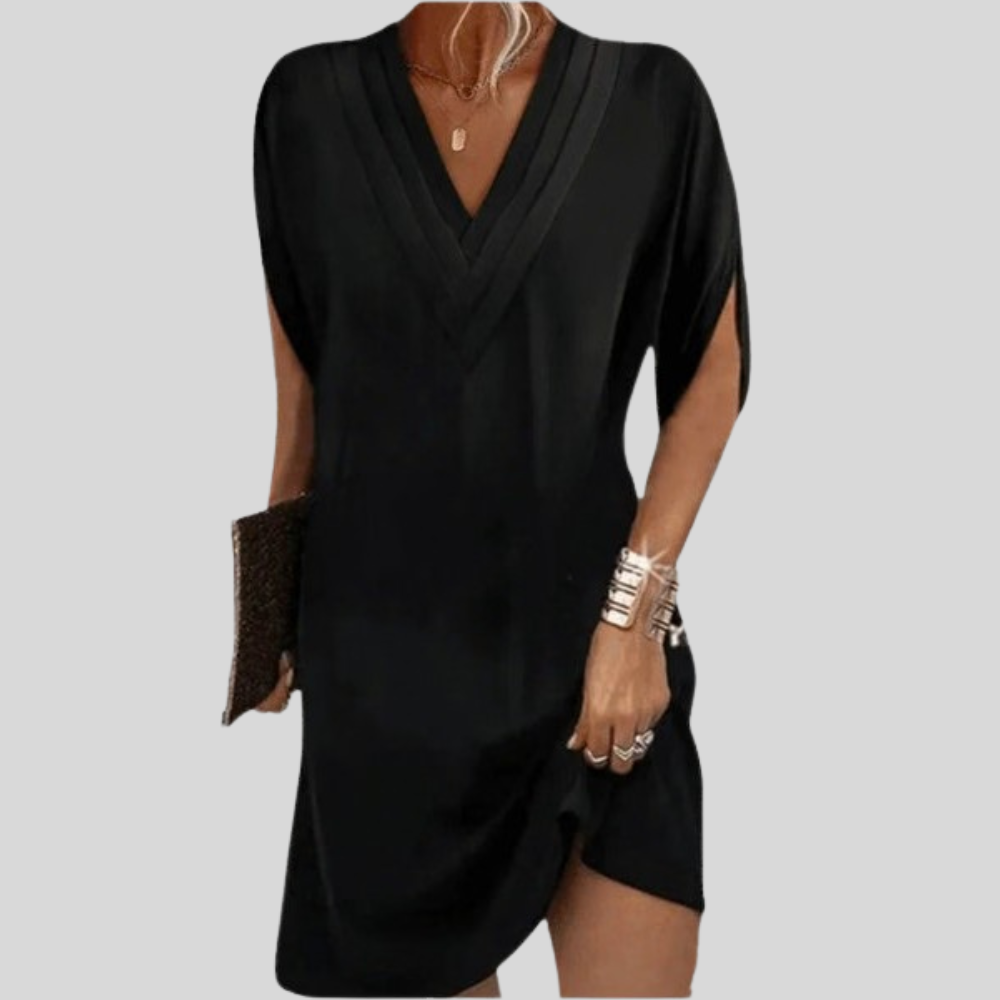 Effortless V Neck Shift Dress