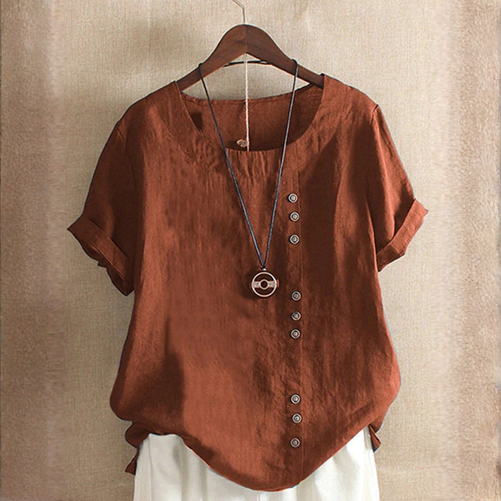 Effortless Cotton Blouse Round Neck